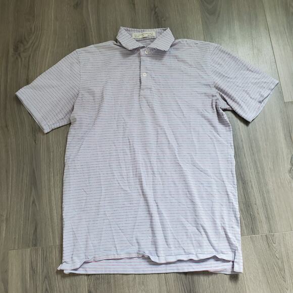 Houlderness & Bourne Golf Polo Performance Mens Medium Blue Stripe Preppy - Picture 1 of 8
